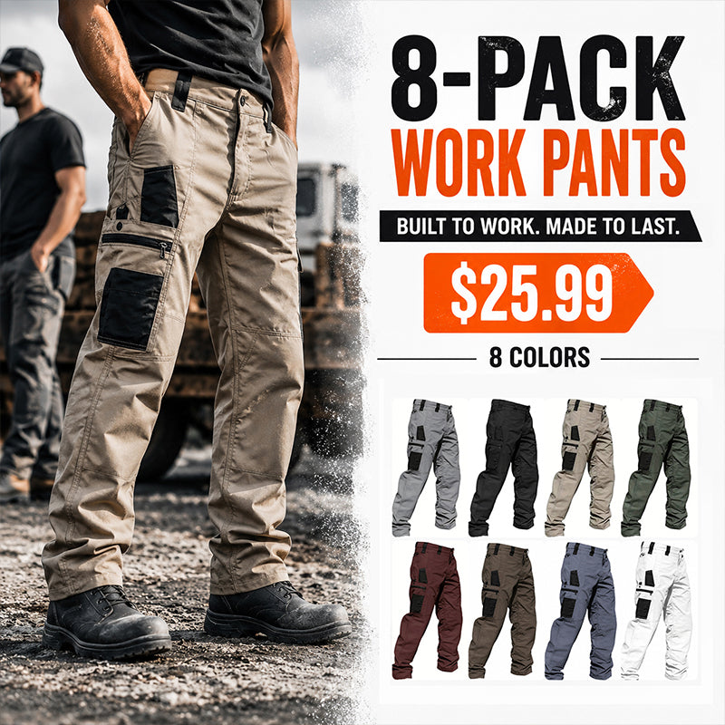 🔥8-Pack Only $25.99(All colors)🔥Men's 8-Pack Unisex 10-Pocket Heavy Duty zipper waterproof tactical Work Pants