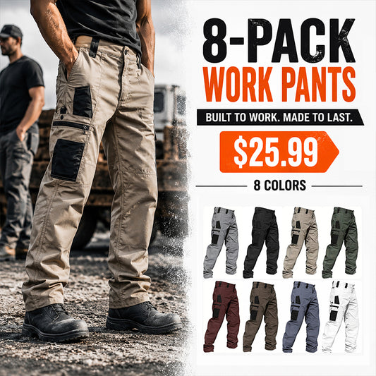 🔥8-Pack Only $25.99(All colors)🔥Men's 8-Pack Unisex 10-Pocket Heavy Duty zipper waterproof tactical Work Pants
